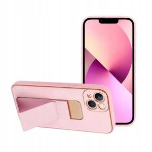 Futerał LEATHER Case Kickstand do IPHONE 13 pink