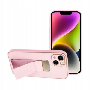 Futerał LEATHER Case Kickstand do IPHONE 14 pink