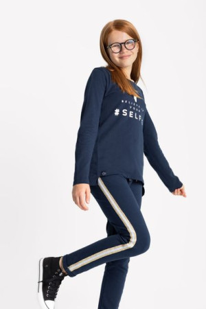 dziewczęce spodnie dresowe z błyszczącym lampasem N-JOY JUNIOR 158-164
