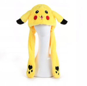 PIKACHU ruchome uszy czapka pluszowa żółta