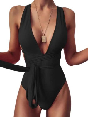 STRÓJ KĄPIELOWY jednoczęściowy MONOKINI wiązany L