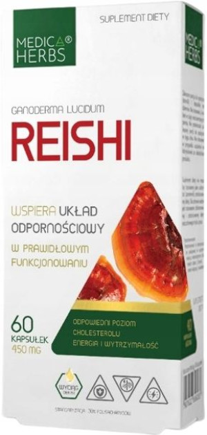 MEDICA HERBS REISHI 450mg 60 kapsułek CHOLESTEROL