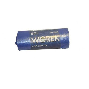 WORKI na śmieci 60L HDPE z cienkiej folii NIEBIESKIE rolka 50szt.