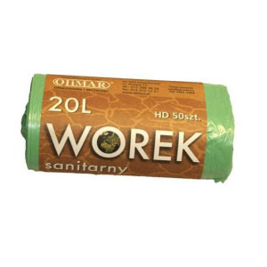 WORKI na śmieci 20L HDPE z cienkiej folii ZIELONE rolka 50szt.