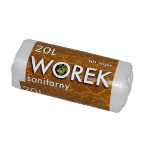 WORKI na śmieci 20L HDPE z cienkiej folii BIAŁE rolka 50szt.