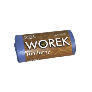 WORKI na śmieci 20L HDPE z cienkiej folii NIEBIESKIE rolka 50szt.