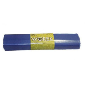 WORKI na śmieci 60L LDPE z mocnej folii NIEBIESKI rolka 20szt.