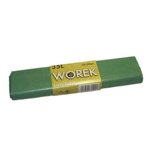 WORKI na śmieci 35L LDPE z mocnej folii ZIELONE rolka 20szt.
