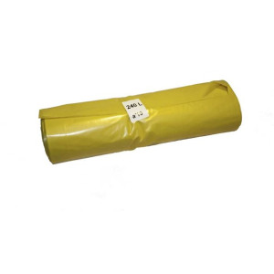 WORKI na śmieci 240L LDPE z mocnej folii ŻÓŁTE rolka 10szt.