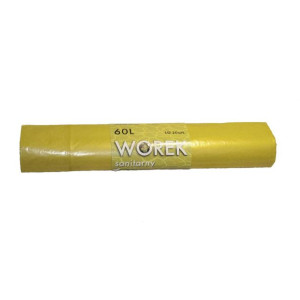 WORKI na śmieci 60L LDPE z mocnej folii ŻÓŁTE rolka 20szt.