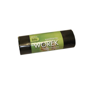 WORKI na śmieci 35L LDPE z mocnej folii CZARNE rolka 15szt.
