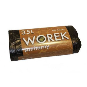 WORKI na śmieci 35L HDPE z cienkiej folii CZARNE rolka 50szt.
