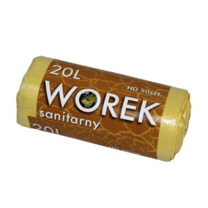 WORKI na śmieci 20L HDPE z cienkiej folii ŻÓŁTE rolka 50szt.