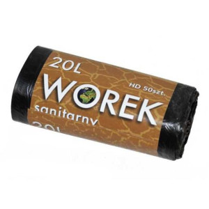 WORKI na śmieci 20L HDPE z cienkiej folii CZARNE rolka 50szt.
