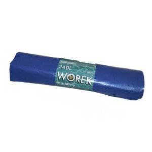 WORKI na śmieci 240L LDPE z mocnej folii NIEBIESKIE rolka 10szt.