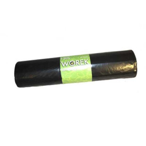 WORKI na śmieci 120L LDPE z mocnej folii CZARNE rolka 25szt.