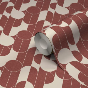 Tapeta winylowa na flizelinie GoodHome Round Geo terrakota