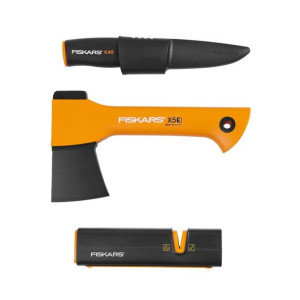 Siekiera Fiskars X5 + nóż + ostrzałka