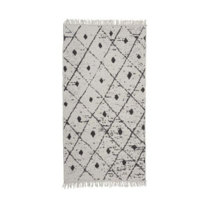 Dywanz frędzlami Kilim Gold Romby dwustronny szary 80 x150 cm