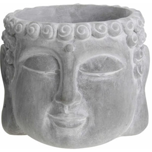 Osłonka doniczki Głowa Budda 16x12.5cm szara