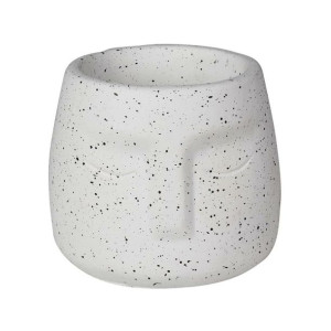 Osłonka doniczki cementowa Lone Twarz 11cm boho aztec kremowa