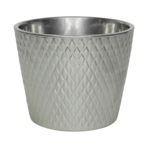 Osłonka doniczki ceramiczna Harlekin 15 cm srebrna Cermax