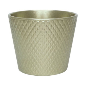 Osłonka doniczki ceramiczna Harlekin 15 cm szampańska Cermax