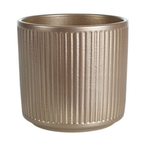 Osłonka doniczki ceramiczna Stripes 12cm perłowo-złota Cermax