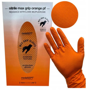 Rękawice Nitrylowe M Orange BARDZO MOCNE 100 sztuk