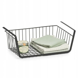Półka pod półke, metalowa, czarna, 41 x 26 x 15 cm