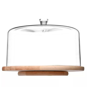 Patera obrotowa drewniana z kloszem KROSNO 33 cm