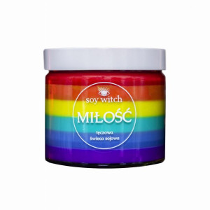 Świeczka sojowa w szkle LGBT Tęcza Wegańska