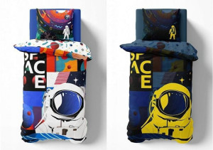 Pościel Bawełniana  Astronauta Kosmos 140x200 Świecąca w ciemności
