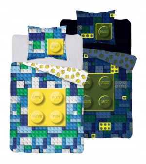 Pościel Bawełniana  Klocki Lego 160x200 Świecąca w ciemności