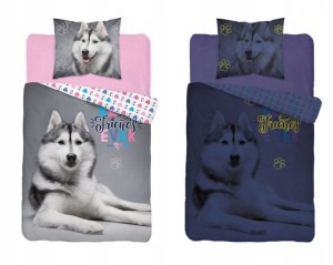 Pościel Bawełniana  Husky Pies 140x200 Świecąca w ciemności