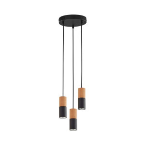 ELIT Czarna WOOD Lampa Wisząca Żyrandol
