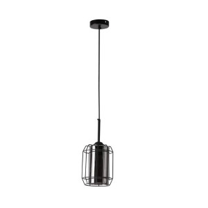 Lampa Wisząca Żyrandol Czarny E27 Klosz dymiony