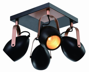 Lampa Sufitowa Żyrandol Plafon Czarny E14 Złoty