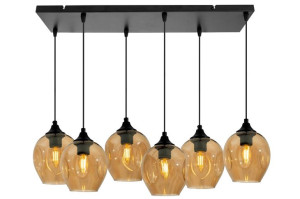 Lampa Wisząca Żyrandol Czarny E27 Klosz Brązowy