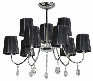 Lampa Wisząca Żyrandol E14 Chrom ABAŻUR Czarny