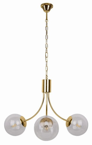Lampa Wisząca Żyrandol Mosiądz E14 Klosz Bezbarwny