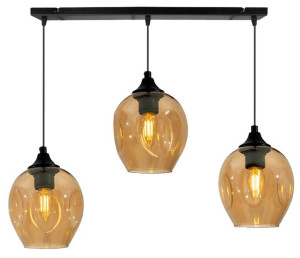 Lampa Wisząca Żyrandol Czarny E27 Klosz Brązowy