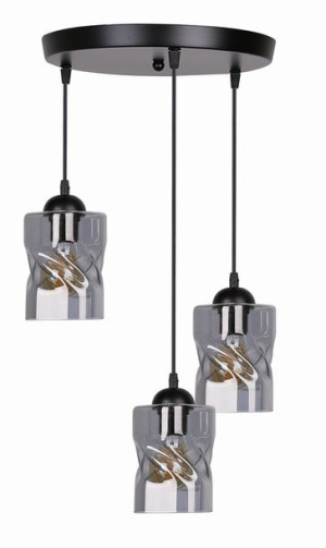 Lampa Wisząca Żyrandol TALERZ Czarny E27 Klosz DYMIONY