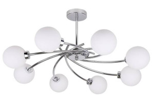 Lampa Wisząca Żyrandol Chrom G9 Klosz Biały