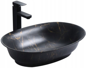 Umywalka Ceramiczna Nablatowa ROMA BLACK MARBLE
