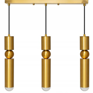 Lampa Sufitowa Potrójna LED Metalowa Gold Złota