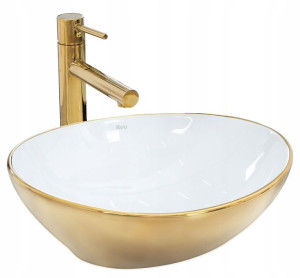 Stawiana Umywalka Nablatowa SOFIA GOLD WHITE REA