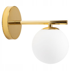 Lampa Ścienna Kinkiet Szklana Kula Złota Gold G9