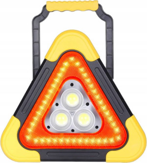 Lampa Latarka Solarna Trójkąt Ostrzegawczy Cob