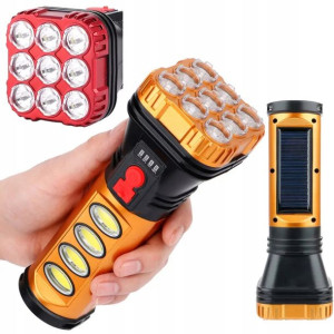 Latarka Akumulatorowa Solarna 9LED + 4xCOB 1200mAh
